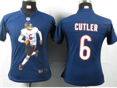 Women Chicago Bears #6 Cutler Blue Portrait Fashion Game Jerseys