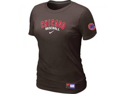 Women Chicago Cubs NEW Brown Short Sleeve Practice T-Shirt Women Chicago Cubs NEW Brown Short Sleeve Practice T-Shirt