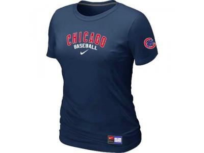 Women Chicago Cubs NEW D.Blue Short Sleeve Practice T-Shirt Women Chicago Cubs NEW D.Blue Short Sleeve Practice T-Shirt