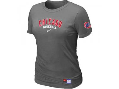 Women Chicago Cubs NEW D.Grey Short Sleeve Practice T-Shirt Women Chicago Cubs NEW D.Grey Short Sleeve Practice T-Shirt