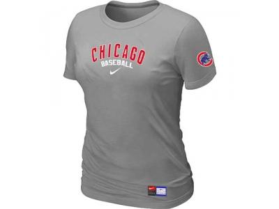 Women Chicago Cubs NEW L.Grey Short Sleeve Practice T-Shirt Women Chicago Cubs NEW L.Grey Short Sleeve Practice T-Shirt