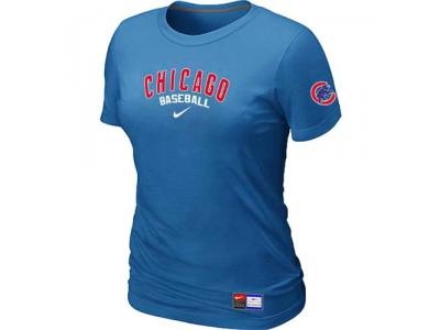 Women Chicago Cubs NEW L.blue Short Sleeve Practice T-Shirt Women Chicago Cubs NEW L.blue Short Sleeve Practice T-Shirt
