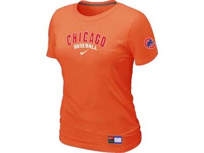 Women Chicago Cubs NEW Orange Short Sleeve Practice T-Shirt Women Chicago Cubs NEW Orange Short Sleeve Practice T-Shirt