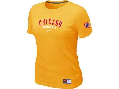 Women Chicago Cubs NEW Yellow Short Sleeve Practice T-Shirt Women Chicago Cubs NEW Yellow Short Sleeve Practice T-Shirt