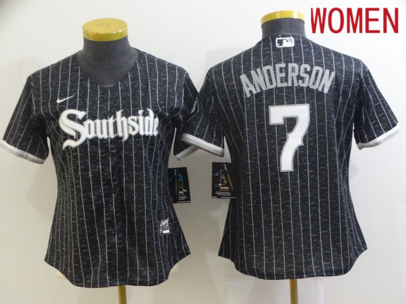 Women Chicago White Sox 7 Anderson City Edition Black Game Nike 2021 MLB Jerseys Women Chicago White Sox 7 Anderson City Edition Black Game Nike 2021 MLB Jerseys