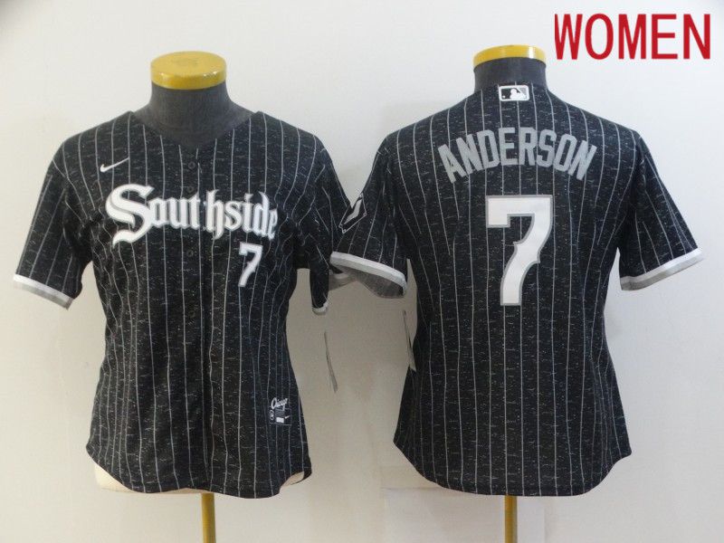 Women Chicago White Sox 7 Anderson City Edition Black Game Nike 2021 MLB Jerseys Women Chicago White Sox 7 Anderson City Edition Black Game Nike 2021 MLB Jerseys