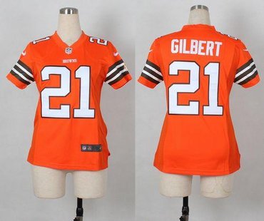 Women Cleveland Browns #21 Justin Gilbert Orange NFL Elite Jersey