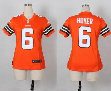 Women Cleveland Browns #6 Brian Hoyer Orange Alternate NFL Elite Jersey
