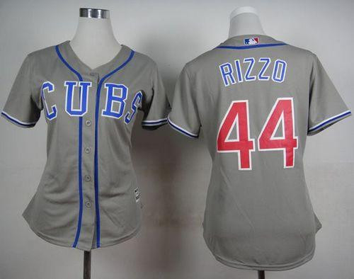Women Cubs #44 Anthony Rizzo Grey Alternate Road Stitched Baseball Jersey
