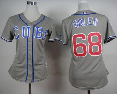Women Cubs #68 Jorge Soler Grey Alternate Road Stitched Baseball Jersey