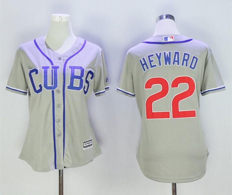 Women Cubs 22 Jason Heyward Gray Women Cool Base Jersey