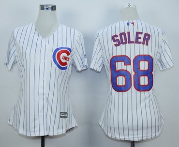 Women Cubs 68 Jorge Soler White Women Cool Base Jersey