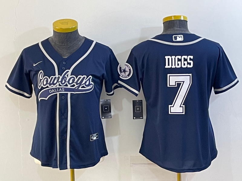 Women Dallas Cowboys #7 Trevon Diggs Navy With Patch Cool Base Stitched Baseball Jersey Women Dallas Cowboys #7 Trevon Diggs Navy With Patch Cool Base Stitched Baseball Jersey
