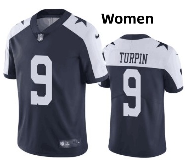 Women Dallas Cowboys #9 KaVontae Turpin Navy White Thanksgiving Vapor Limited Jersey Women Dallas Cowboys #9 KaVontae Turpin Navy White Thanksgiving Vapor Limited Jersey
