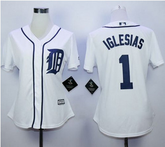Women Detroit Tigers #1 Jose Iglesias White Home Stitched MLB Jersey Women Detroit Tigers #1 Jose Iglesias White Home Stitched MLB Jersey