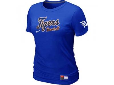 Women Detroit Tigers NEW Blue Short Sleeve Practice T-Shirt
