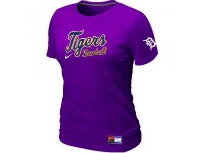 Women Detroit Tigers NEW Purple Short Sleeve Practice T-Shirt