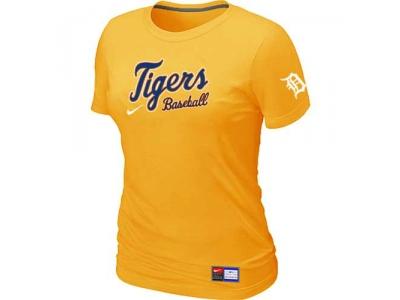 Women Detroit Tigers NEW Yellow Short Sleeve Practice T-Shirt