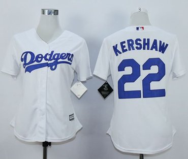 Women Dodgers #22 Clayton Kershaw White Fashion Stitched MLB Jersey