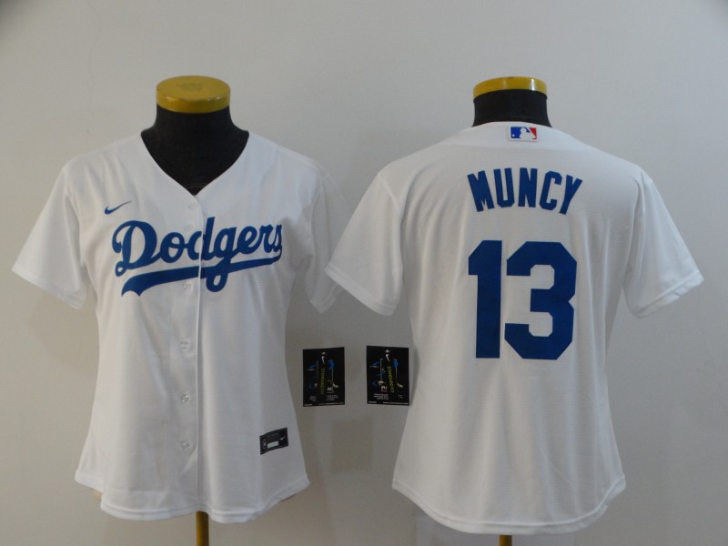 Women Dodgers 13 Max Muncy White Women 2020 Nike Cool Base Jersey