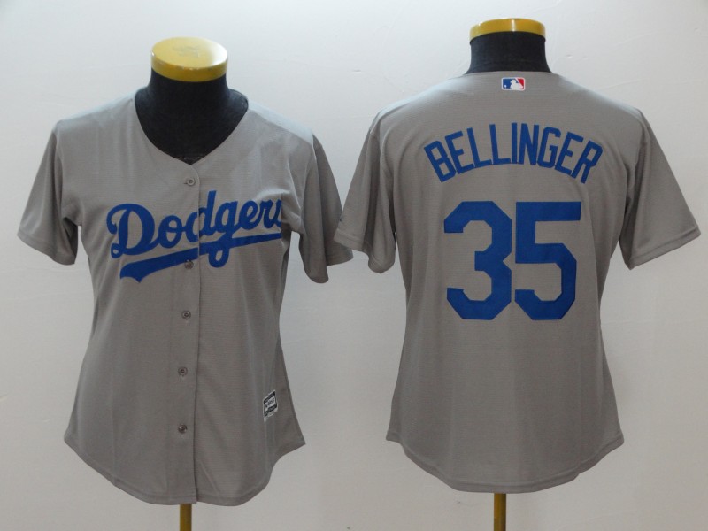 Women Dodgers 35 Cody Bellinger Gray Women Cool Base Jersey