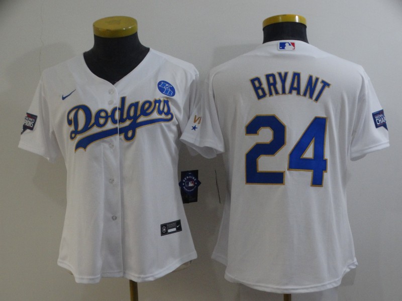 Women Dodgers 8 Kobe Bryant White Women Nike 2021 Gold Program KB Flexbase Jersey