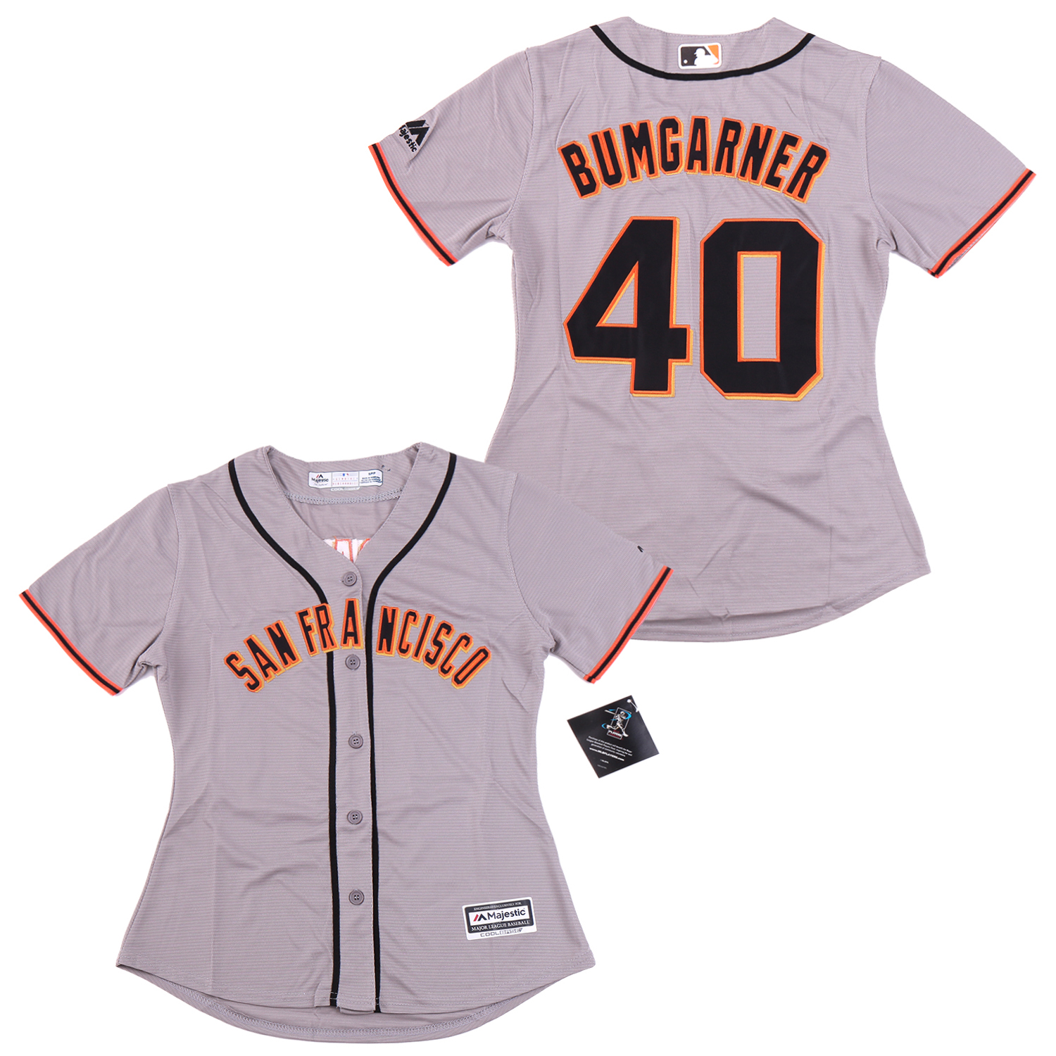 Women Giants 40 Madison Bumgarner Gray Women Cool Base Jersey