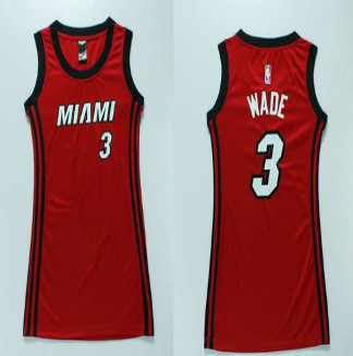Women Heat #3 Dwyane Wade Red Dress Stitched NBA Jersey Women Heat #3 Dwyane Wade Red Dress Stitched NBA Jersey