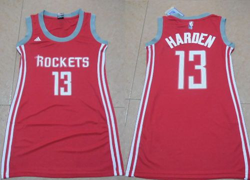 Women Houston Rockets #13 James Harden Red Dress Stitched NBA Jersey