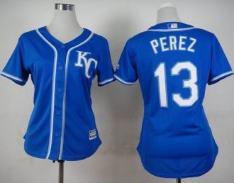 Women Kansas City Royals #13 Salvador Perez Blue Alternate 2 Stitched Baseball Jersey Women Kansas City Royals #13 Salvador Perez Blue Alternate 2 Stitched Baseball Jersey