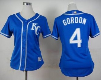 Women Kansas City Royals #4 Alex Gordon Blue Alternate 2 Stitched Baseball Jersey Women Kansas City Royals #4 Alex Gordon Blue Alternate 2 Stitched Baseball Jersey