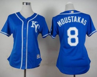 Women Kansas City Royals #8 Mike Moustakas Blue Alternate 2 Stitched Baseball Jersey Women Kansas City Royals #8 Mike Moustakas Blue Alternate 2 Stitched Baseball Jersey