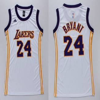 Women Lakers #24 Kobe Bryant White Dress Stitched NBA Jersey Women Lakers #24 Kobe Bryant White Dress Stitched NBA Jersey