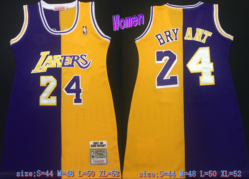 Women Lakers 24 Kobe Bryant Split Yellow Purple Women 2007-08 Hardwood Classics Jersey Women Lakers 24 Kobe Bryant Split Yellow Purple Women 2007-08 Hardwood Classics Jersey