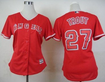 Women Los Angeles Angels of Anaheim #27 Mike Trout Red Alternate Stitched Baseball Jersey Women Los Angeles Angels of Anaheim #27 Mike Trout Red Alternate Stitched Baseball Jersey