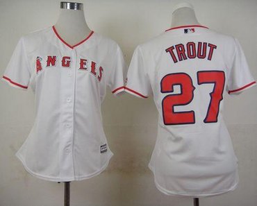 Women Los Angeles Angels of Anaheim #27 Mike Trout White Home Stitched Baseball Jersey Women Los Angeles Angels of Anaheim #27 Mike Trout White Home Stitched Baseball Jersey