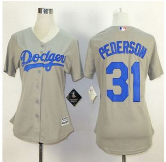 Women Los Angeles Dodgers #31 Joc Pederson Grey Alternate Road Stitched Baseball Jersey