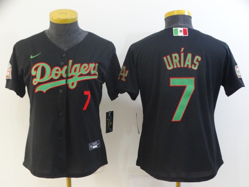 Women Los Angeles Dodgers 7 Urias Black Game 2021 Nike MLB Jersey