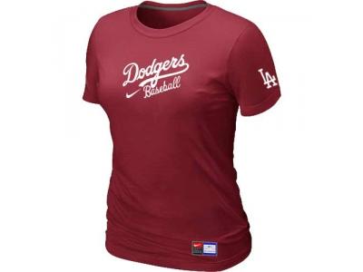 Women Los Angeles Dodgers NEW Red Short Sleeve Practice T-Shirt Women Los Angeles Dodgers NEW Red Short Sleeve Practice T-Shirt
