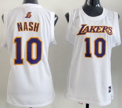 Women Los Angeles Lakers 10 Steve Nash White Revolution 30 Swingman NBA Jerseys