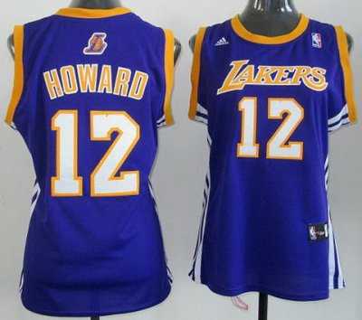 Women Los Angeles Lakers 12# Dwight Howard Purple Revolution 30 Swingman Jerseys