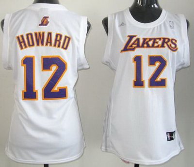 Women Los Angeles Lakers 12# Dwight Howard White Revolution 30 Swingman Jerseys