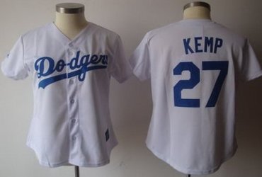 Women Los Angels Dodgers #27 Matt Kemp White MLB Jerseys