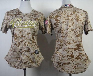 Women MLB San Diego Padres Blank Camo Alternate 2 Baseball Jersey