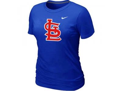 Women MLB St.Louis Cardinals Heathered Blue NEW Blended T-Shirt