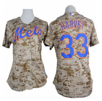 Women Mets #33 Matt Harvey Camo Fashion Stitched Baseball Jersey