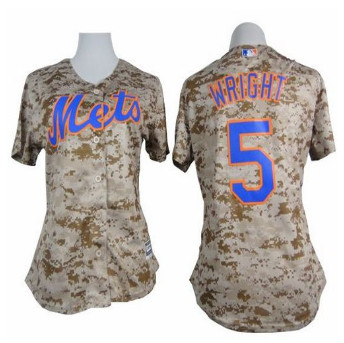 Women Mets #5 David Wright Camo Fashion Stitched Baseball Jersey