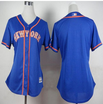 Women Mets Blank Blue Alternate Road Stitched Baseball Jersey
