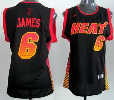 Women Miami Heat 6 LeBron James Black Vibe Fashion Swingman Jerseys Women Miami Heat 6 LeBron James Black Vibe Fashion Swingman Jerseys