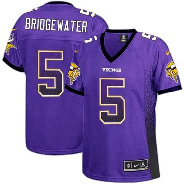 Women Minnesota Vikings #5 Teddy Bridgewater Purple Team Color NFL Elite Drift Fashion Jersey